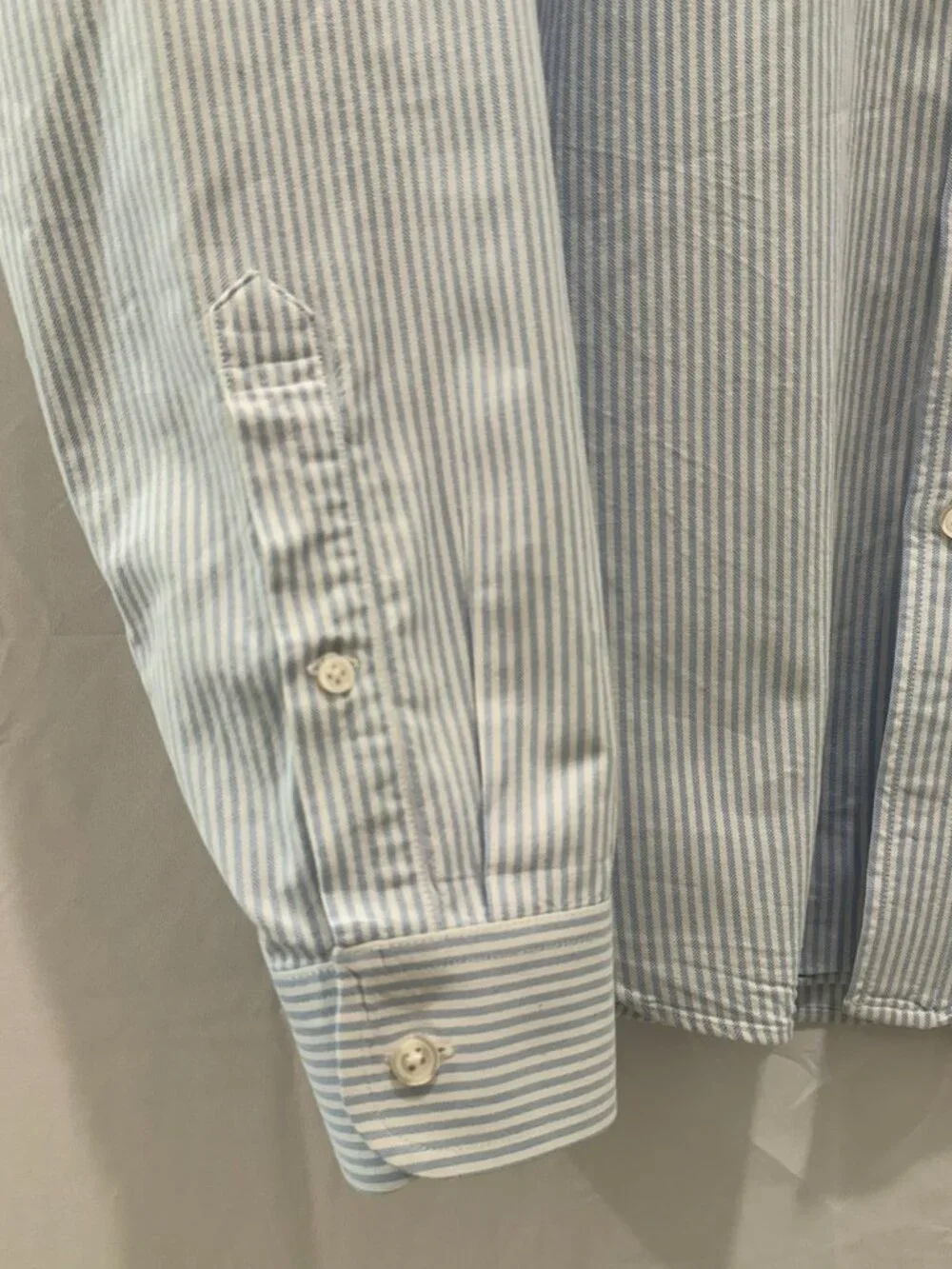 J Crew Oxford Shirt Mens Large Blue White Striped Long Sleeve Button Down Cotton